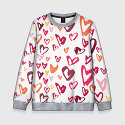 Свитшот детский Сердечки паттерн, цвет: 3D-меланж