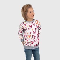 Свитшот детский Сердечки паттерн, цвет: 3D-меланж — фото 2