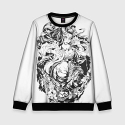 Детский свитшот Клинок рассекающий демонов Незуко чб