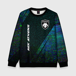 Свитшот детский AEK Athens glitch blue, цвет: 3D-черный