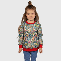 Свитшот детский Бабочки и цветы летнее сочетание, цвет: 3D-красный — фото 2