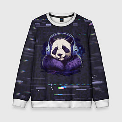 Свитшот детский Панда в наушниках слушает музыку, цвет: 3D-белый
