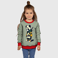 Свитшот детский Пандёныш кибер самурай - нейросеть, цвет: 3D-красный — фото 2