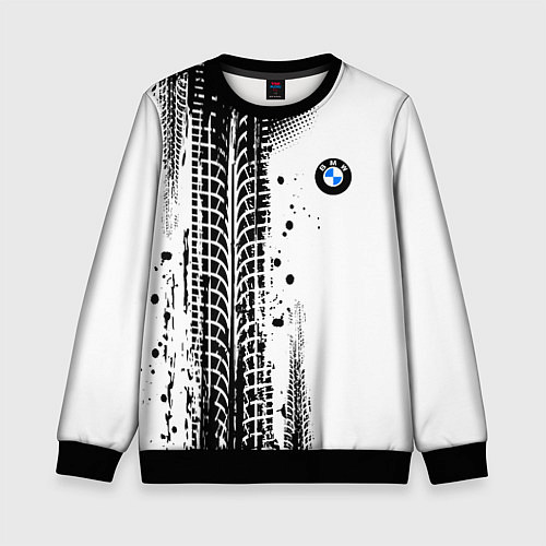 Детский свитшот БМВ - следы от шин / 3D-Черный – фото 1