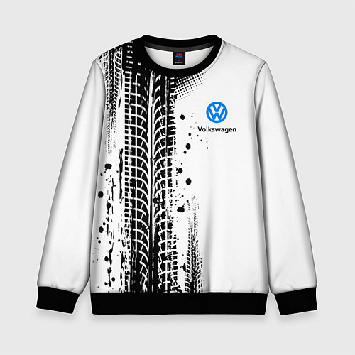 Детский свитшот Фольксваген - следы от шин / 3D-Черный – фото 1