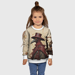 Свитшот детский Чумной доктор в бардовых одеяниях, цвет: 3D-белый — фото 2