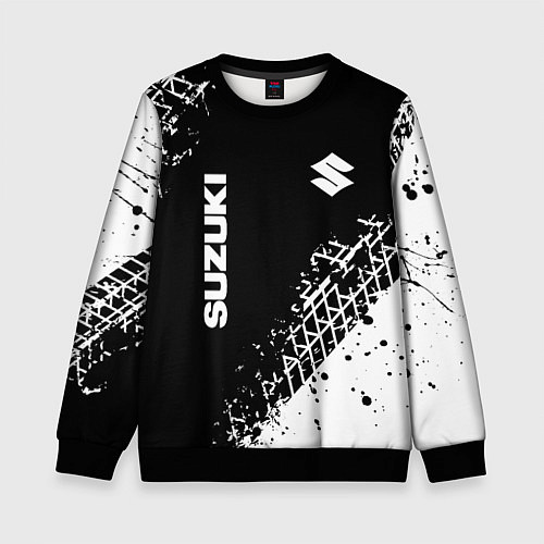 Детский свитшот Сузуки: следы от шин / 3D-Черный – фото 1