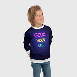 Свитшот детский Только хорошие вибрации неон - good vibes only, цвет: 3D-белый — фото 2