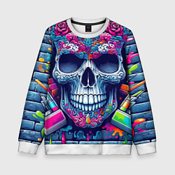 Свитшот детский Ai art skull - graffiti, цвет: 3D-белый