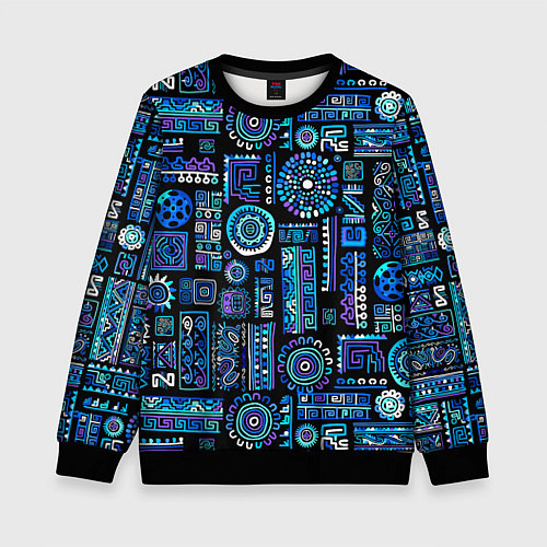 Детский свитшот Этнический неоновый орнамент / 3D-Черный – фото 1