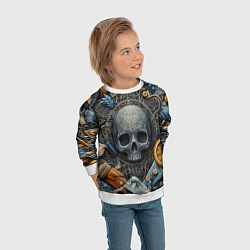 Свитшот детский Композиция с черепом - нейросеть, цвет: 3D-белый — фото 2