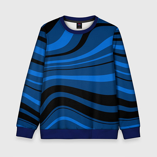 Детский свитшот Синий волнистые линии / 3D-Синий – фото 1