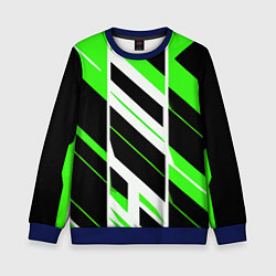 Свитшот детский Black and green stripes on a white background, цвет: 3D-синий