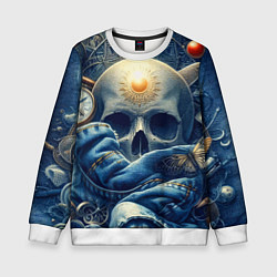 Свитшот детский Авангардная композиция с черепом - нейросеть, цвет: 3D-белый