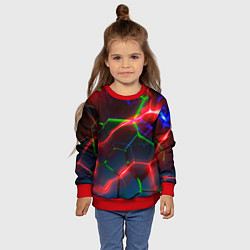 Свитшот детский Неоновые яркие зеленые плиты с красным светом, цвет: 3D-красный — фото 2