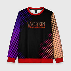 Свитшот детский Valheim logo pattern, цвет: 3D-красный