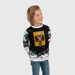 Свитшот детский Российская империя герб глитч, цвет: 3D-белый — фото 2