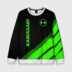 Свитшот детский Kawasaki - logo, цвет: 3D-белый