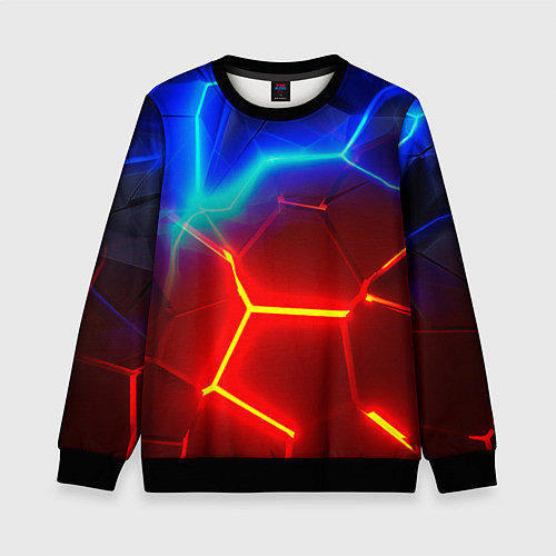 Детский свитшот Красные плиты с ярким светом / 3D-Черный – фото 1