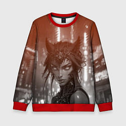 Свитшот детский Кибернетическая девушка-кошка, цвет: 3D-красный