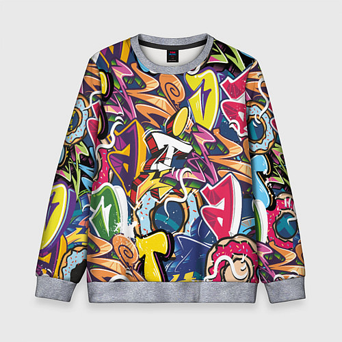 Детский свитшот Буква т в граффити / 3D-Меланж – фото 1