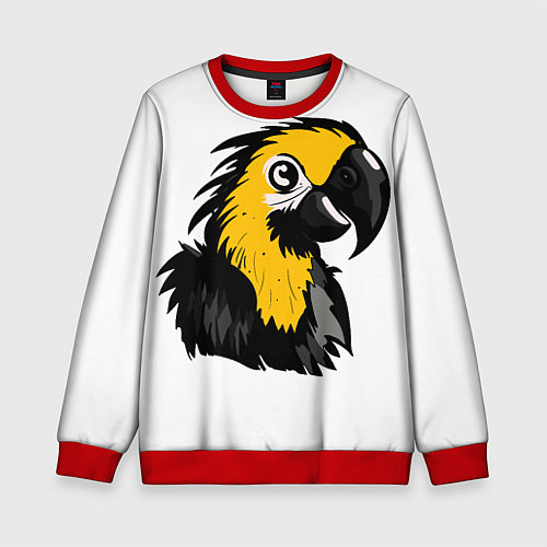 Детский свитшот Желтый попугай / 3D-Красный – фото 1