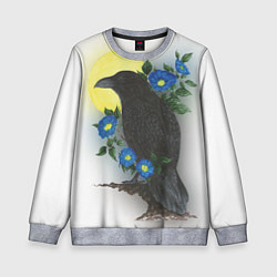 Свитшот детский Чёрный ворон на ветке, цвет: 3D-меланж