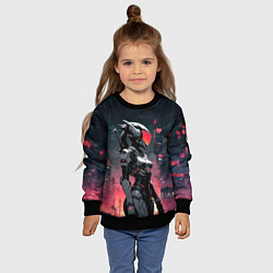 Свитшот детский Девушка-андроид в футуристичной броне, цвет: 3D-черный — фото 2
