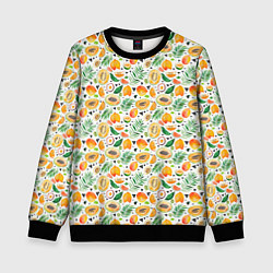 Свитшот детский Акварельные тропические фрукты, цвет: 3D-черный