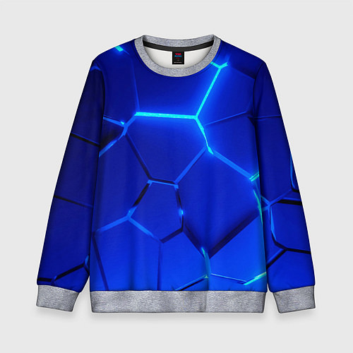 Детский свитшот Яркие синие неоновые плиты в разломе / 3D-Меланж – фото 1