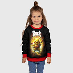 Свитшот детский Пикачу рокер с электрогитарой, цвет: 3D-красный — фото 2