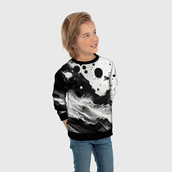 Свитшот детский Чёрно-белая абстракция - кляксы, цвет: 3D-черный — фото 2