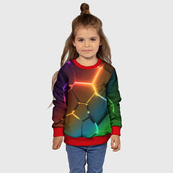 Свитшот детский Радужные неоновые плиты в разломе, цвет: 3D-красный — фото 2