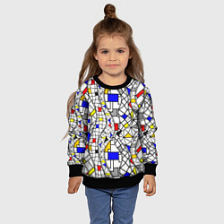 Свитшот детский Абстракция цветных прямоугольников Пит Мондриан, цвет: 3D-черный — фото 2