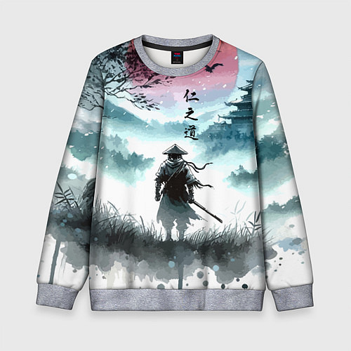 Детский свитшот Japanese samurai - ghost of Tsushima / 3D-Меланж – фото 1