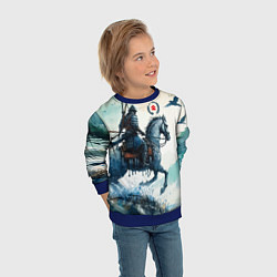 Свитшот детский Японский конный самурай - призрак Цусимы, цвет: 3D-синий — фото 2