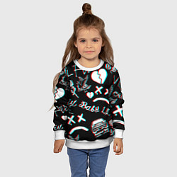 Свитшот детский Lil Peep logo glitch, цвет: 3D-белый — фото 2