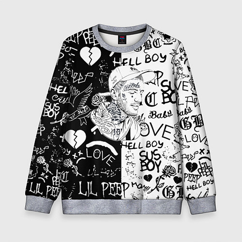 Детский свитшот Lii Peep pattern rap / 3D-Меланж – фото 1