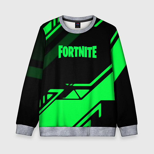 Детский свитшот Fortnite geometry green / 3D-Меланж – фото 1