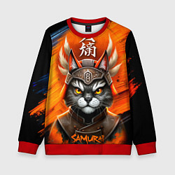 Свитшот детский Cat samurai, цвет: 3D-красный