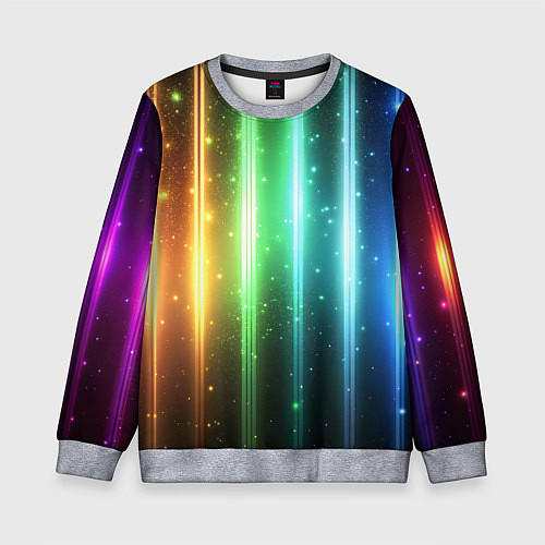 Детский свитшот Светящиеся яркие неоновые полосы в космосе / 3D-Меланж – фото 1