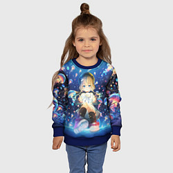 Свитшот детский Джели - медуза не умеет плавать в ночи, цвет: 3D-синий — фото 2