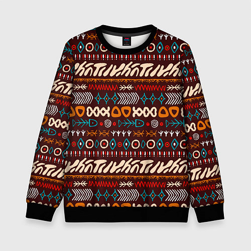 Детский свитшот Народный этнический орнамент / 3D-Черный – фото 1
