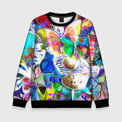 Свитшот детский Живописные бабочки, цвет: 3D-черный