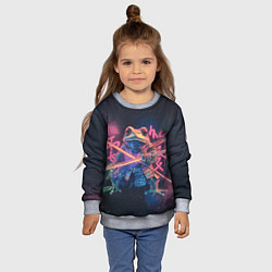 Свитшот детский Самурай жаба - неоновое граффити крупно, цвет: 3D-меланж — фото 2