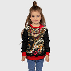 Свитшот детский Сова и змея - японский стиль, цвет: 3D-красный — фото 2