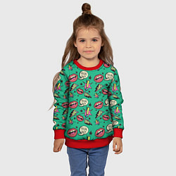 Свитшот детский Губы и молния поп арт, цвет: 3D-красный — фото 2