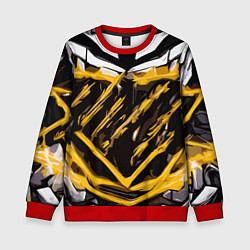 Свитшот детский Yellow and white abstraction on a black background, цвет: 3D-красный