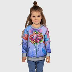 Свитшот детский Алина объемные розы, цвет: 3D-меланж — фото 2