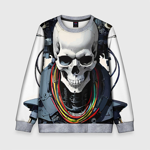 Детский свитшот Cool cyber skull - ai art fantasy / 3D-Меланж – фото 1